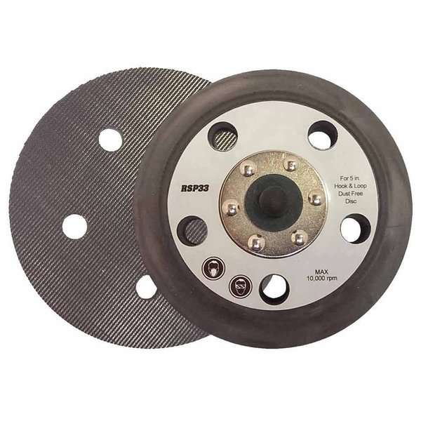 Superior Pads And Abrasives 5" Dia - 5/16"-24 UNF Threaded Shaft Hook & Loop Sander Pad with 5 Vacuum Holes RSP33